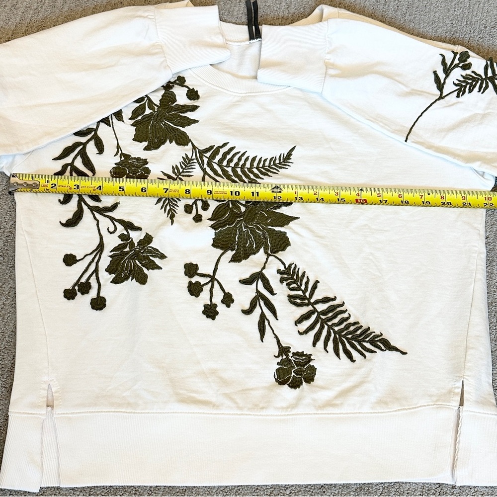 By Anthropologie Fern & Flower Crew-Neck Sweatshirt Embroidered Women’s Size S - Picture 4 of 14